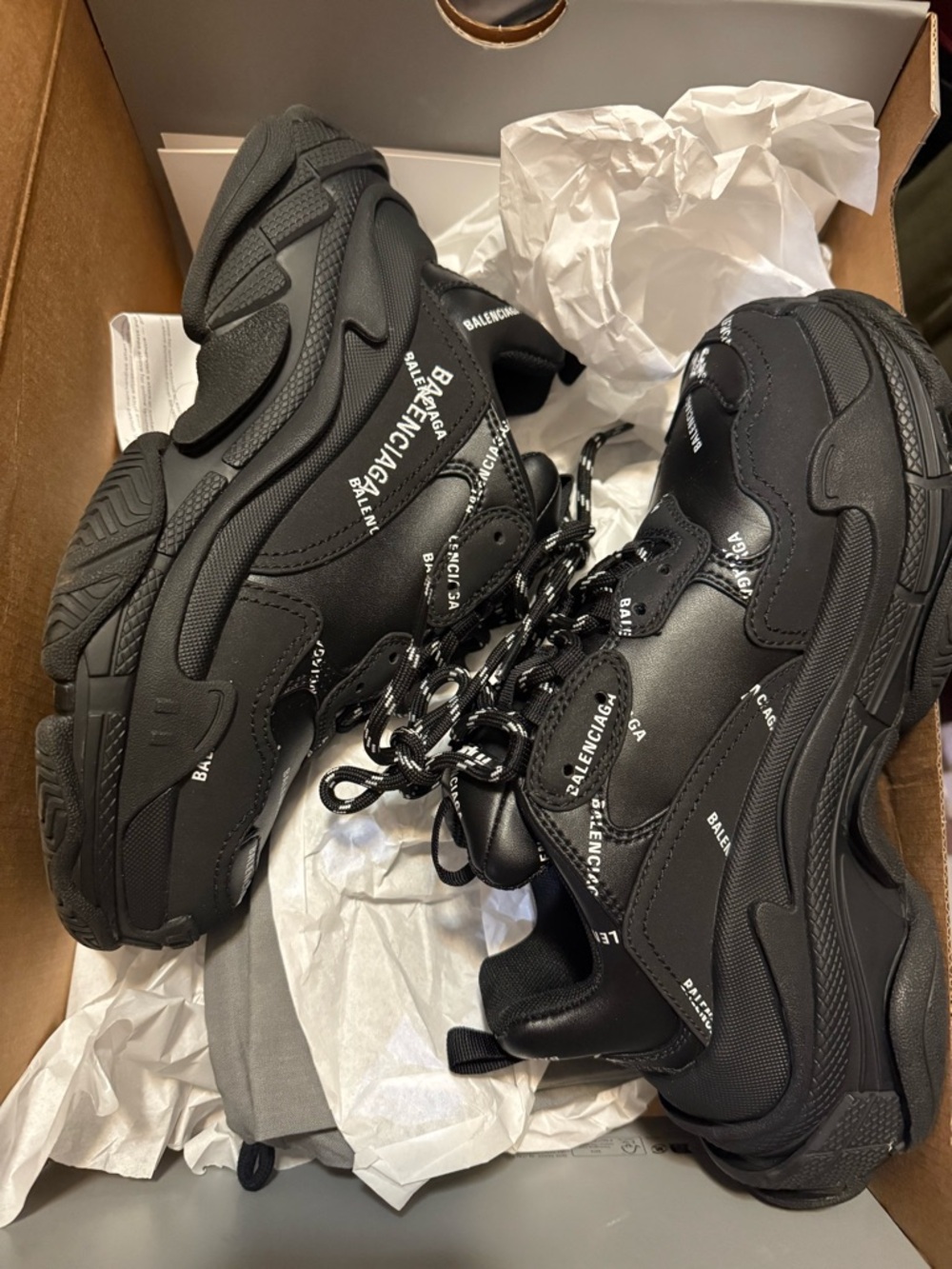 Balenciaga All-Black Logo Chunky Sneakers